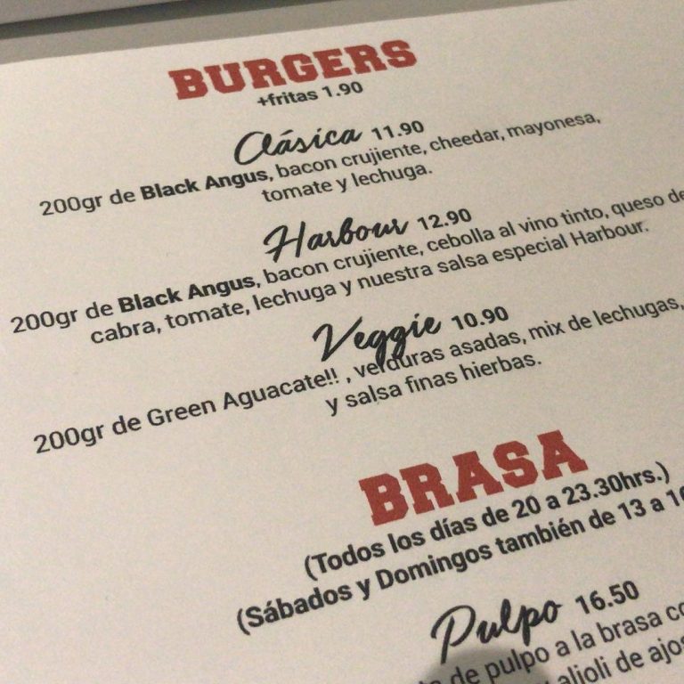 Harbour Burger - Carta - Fan Burger Club